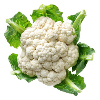 AI generated Fresh cauliflower with green leaves on transparent background - stock png. png