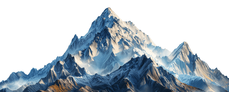 AI generated Majestic snowy peaks of a high mountain range on transparent background - stock png. png
