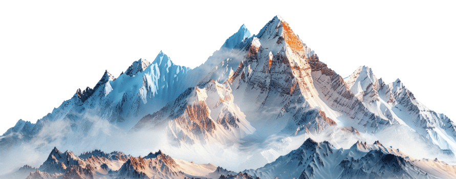 AI generated Majestic snowy peaks of a high mountain range on transparent background - stock png. png