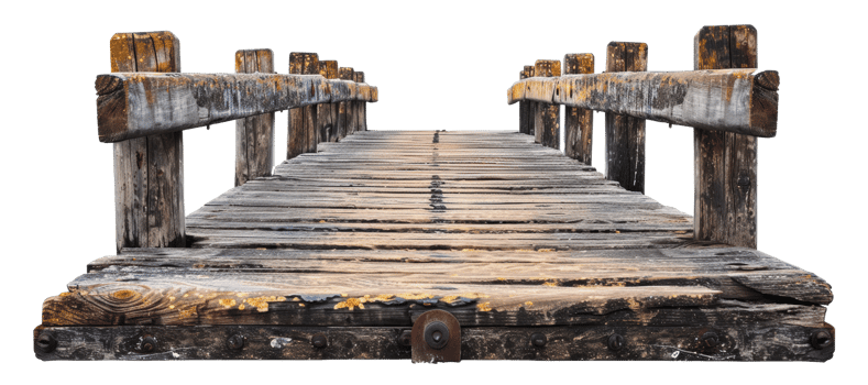 AI generated Wooden pier with rope on transparent background - stock png. png