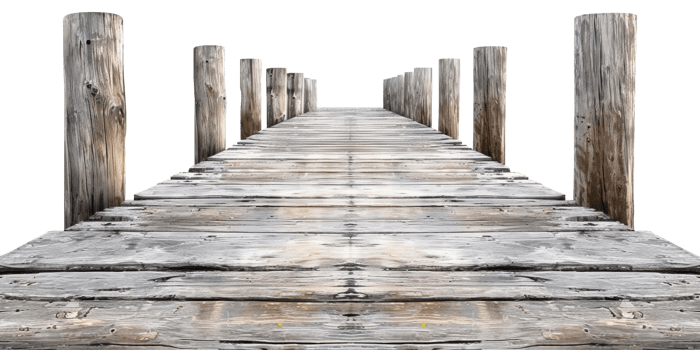 AI generated Wooden pier with rope on transparent background - stock png. png