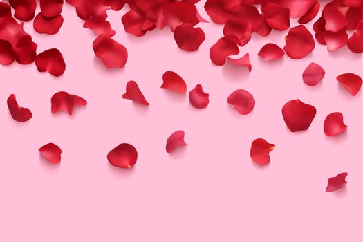 Rose tulip red petals flower background holiday romantic greeting pink banner 3d realistic vector