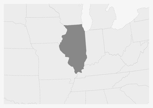 Map of USA with highlighted Illinois state map vector