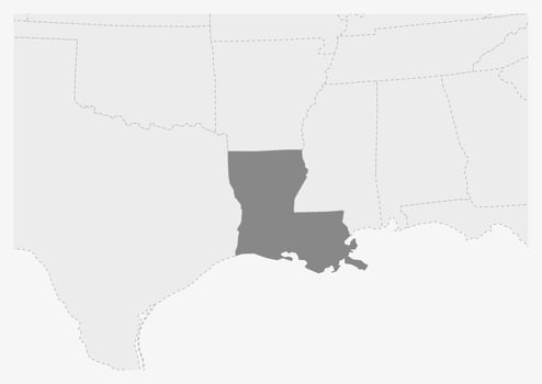 Map of USA with highlighted Louisiana state map vector