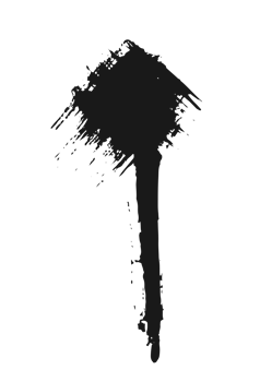 black staine brush, grunge banner, hand drawn splash. Grunge badge brush, hand drawn black png