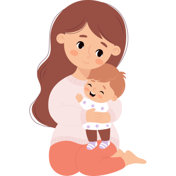 Young mother girl hugs little child png