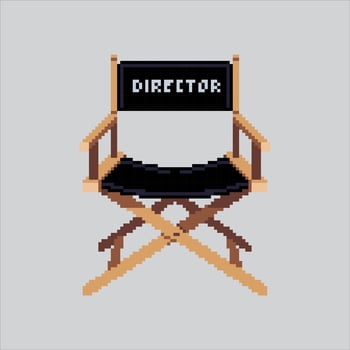 Pixel art illustration director chair. Pixelated movie chair. Movie director chair pixelated for the pixel art game and icon for website and video game. old school retro. vector