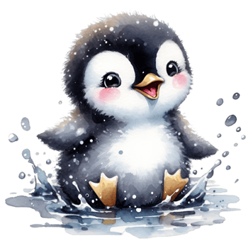 AI generated Cute cartoon penguin waddling. png