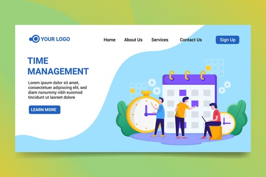 Time Management Vector in Flat Design Style