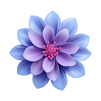 AI generated 3d style colorful flower isolated on transparent background png