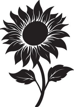 Sunflower Silhouette Vector Illustration White Background