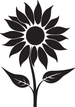 Sunflower Silhouette Vector Illustration White Background