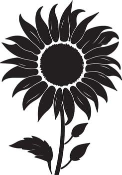 Sunflower Silhouette Vector Illustration White Background
