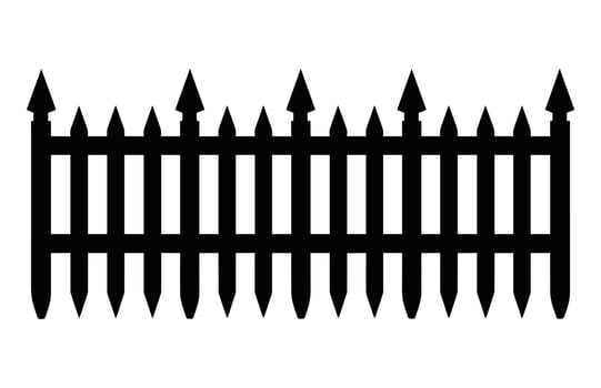 Fence Silhouettes, Set of fence silhouette in flat style vector illustration, Black fence on white background,