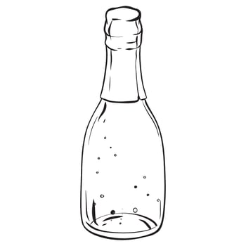 a black and white drawing of an empty bottle of champagne vector