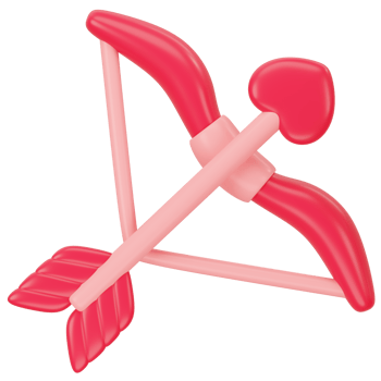 Cupid bow with heart love arrow 3d icon rendering png