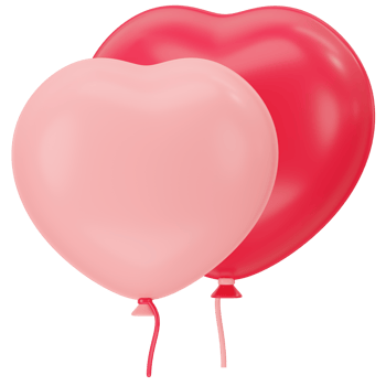 Red heart shaped balloon 3d icon rendering png