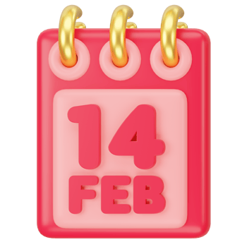 14th February Calendar Lover 3d icon rendering png