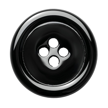 AI generated Plastic button PNG. Black 4-hole flat button for sewing and crafts PNG. Black plastic button top view isolated. clothing button flat lay PNG