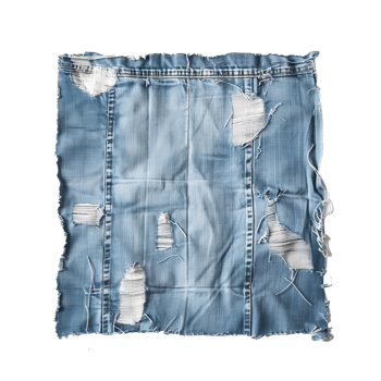 AI generated Ragged jeans square cloth piece png