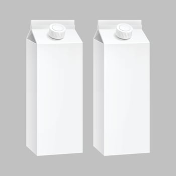 Milk Juice Carton Packaging Package Box White Blank Isolated Set vector