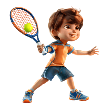 AI generated 3D Rendering of a Boy Playing Tennis on Transparent Background - Ai Generated png