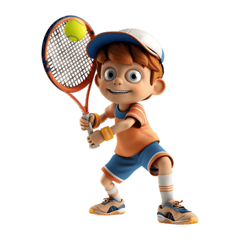 AI generated 3D Rendering of a Boy Playing Tennis on Transparent Background - Ai Generated png