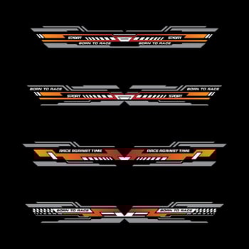 Sport racing stripes car stickers. modification body speed and drift vinyl decal isolated set templates vector