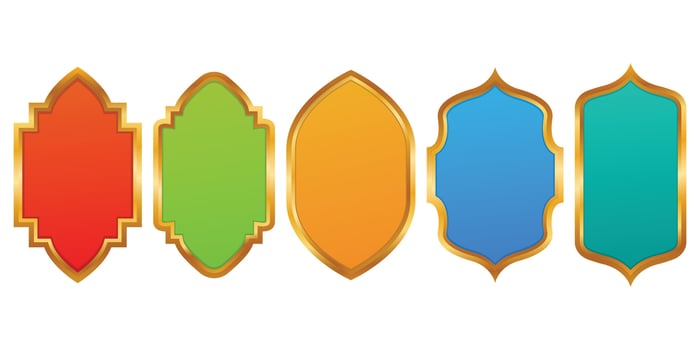 Collection of colorful Islamic luxury gold borders vector