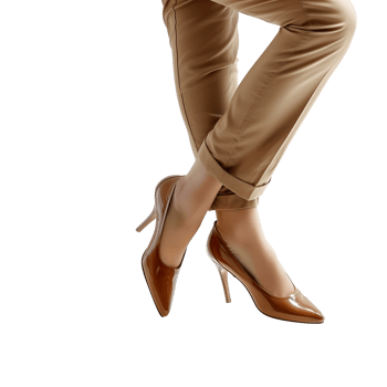 AI generated Woman legs in beige pants and shoes png