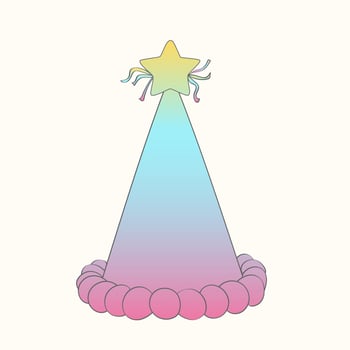 A colorful party hat adorned with a star on top, perfect for birthday celebrations vector