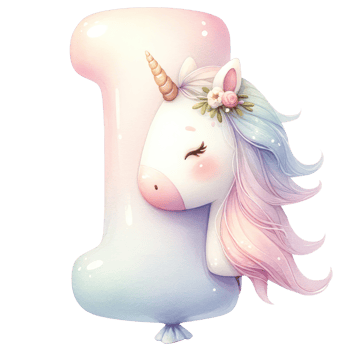 AI generated Whimsical Unicorn Letter I with Floral Accent png