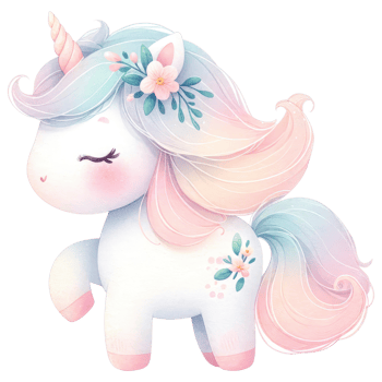 AI generated Cute Unicorn Character with Flower Wreath png