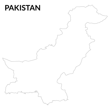 Pakistan map. Map of Pakistan in white color png