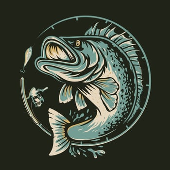 Fishing club Logo design Template vector