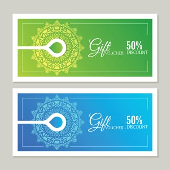 Colorful mandala style discount gift voucher template vector