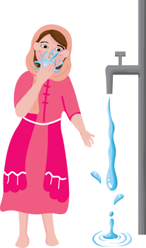 Muslim girl perform ablution steps png