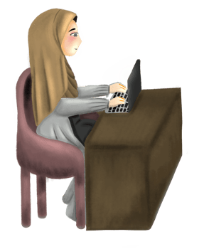 Stylish Muslim Office Woman in Hijab Working Professionally png