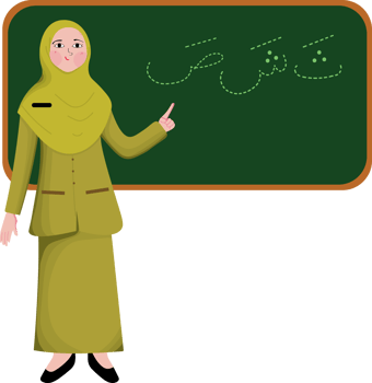 Islamic Teacher Teaching Hijaiyah Letters in Classroom on Teachers Day png