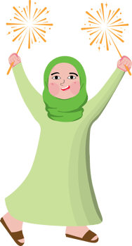 Muslim Girl in Hijab Playing with Fireworks at Night png
