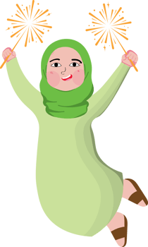 Young Muslim Girl Enjoying Fireworks on Special Occasion png
