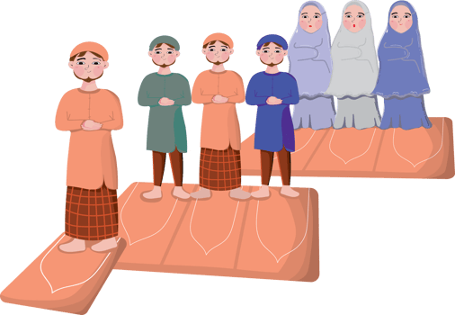 People tarawih prayer in congregation. Muslim people perform taraweeh prayer night during ramadan. Prayers in congregation at the mosque, Happy fasting, Ramadan kareem png