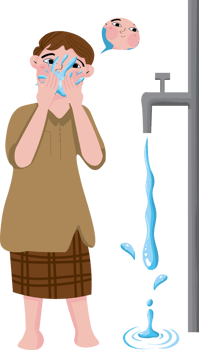 Educational series about wudu step by step png