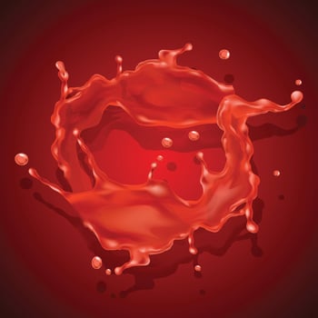 Red splash of wine, juice or blood, liquid red drink vector background