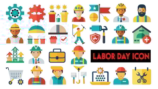 Labor Day Flat icon pack vector illustration. set off labor day icon
