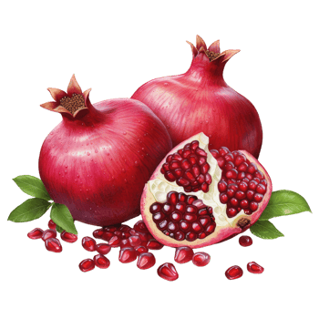 AI generated Juicy ripe pomegranates, isolated on transparent background png