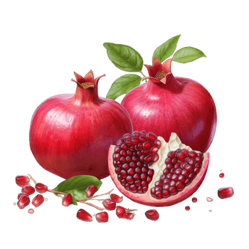 AI generated Juicy ripe pomegranates, isolated on transparent background png