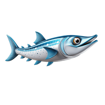 AI generated Amazing Sharp Blue Kingfish Isolated on White Transparent Background. png