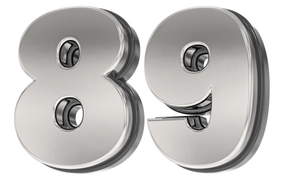 89 Number Silver And Black 3D Render png