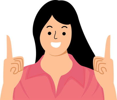 excited woman direct fingers up png